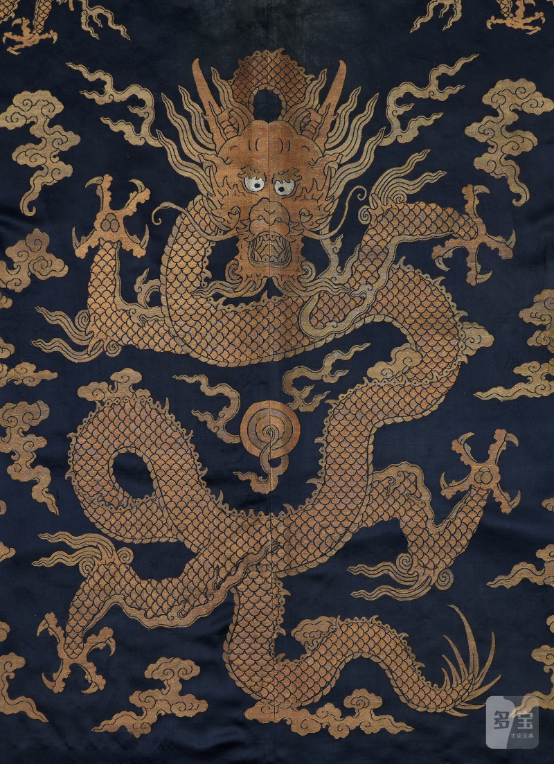 清初石青地织金龙纹朝服褂 - 图3